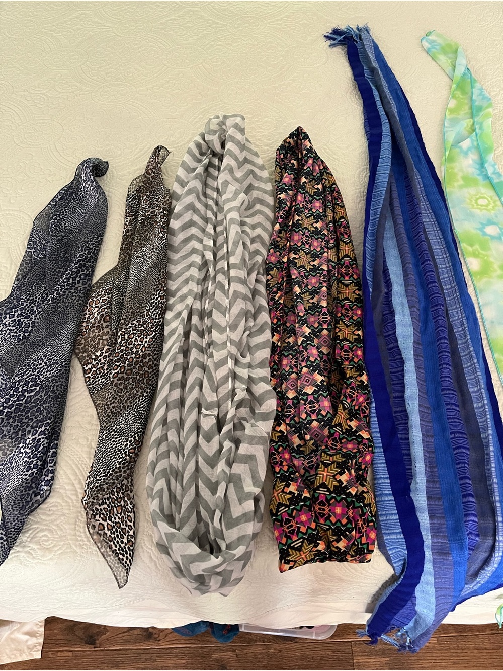 Assorted Women's Scarves - Gray Chevron, Blue Striped, Floral & Animal Print